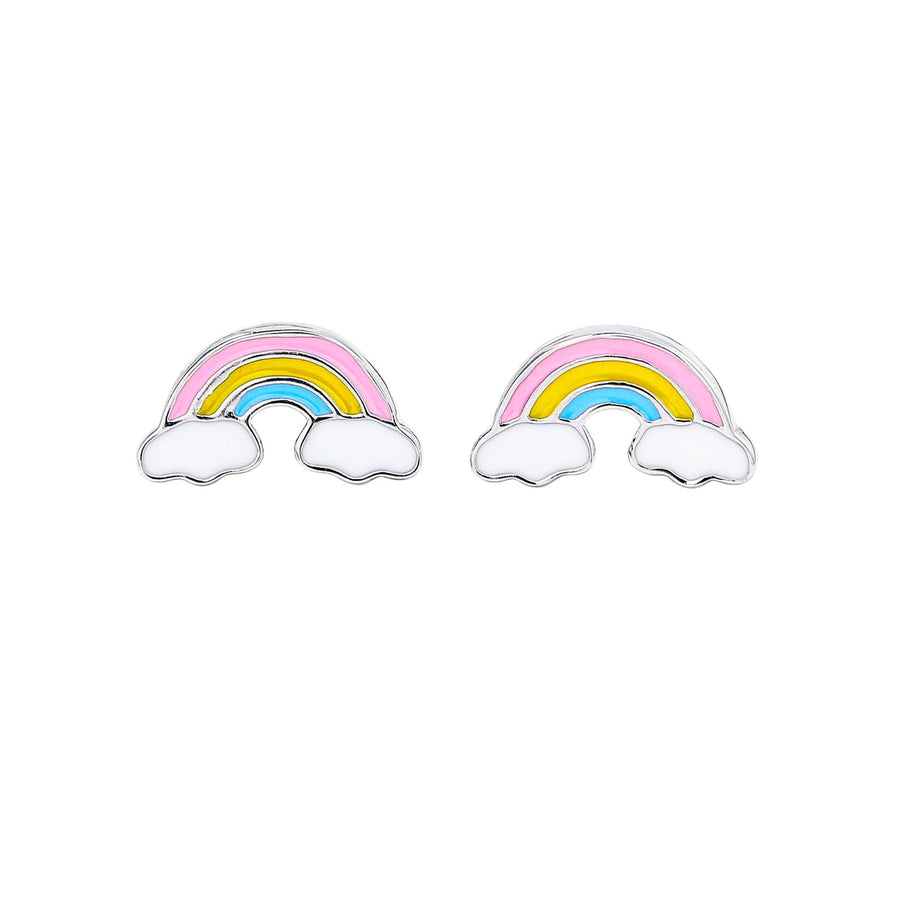 Rainbow Enamel Studs - Silver