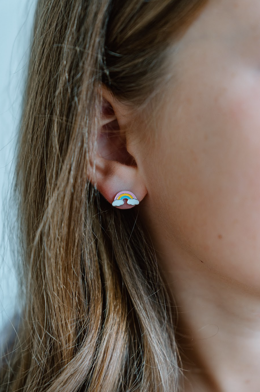 Rainbow Enamel Studs - Silver