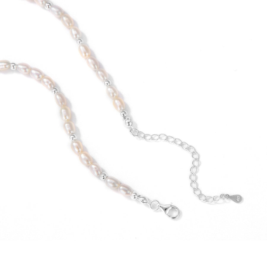 Frida Pearl Beaded Necklace - Silver